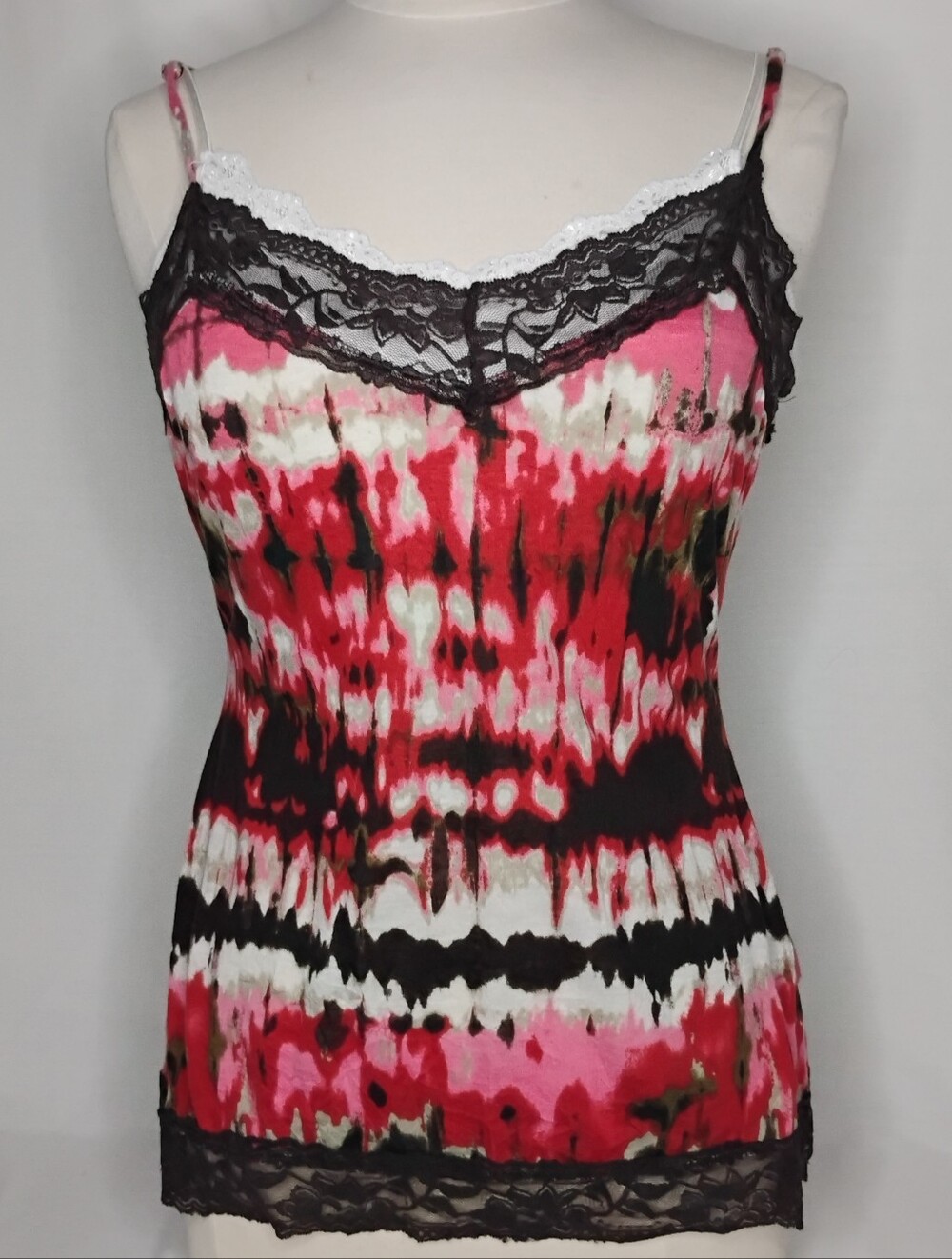 Women's XL Almost Famous Tie Dye Lace Camisole Tank Top Sleepwear Loungewear